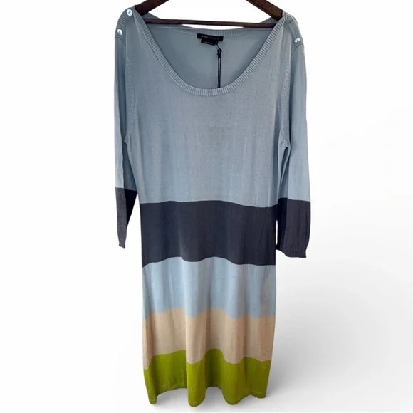 NWT BCBG MAXAXRIA Colorblock 3/4 Sleeve Sweater Dress L - Picture 2 of 8